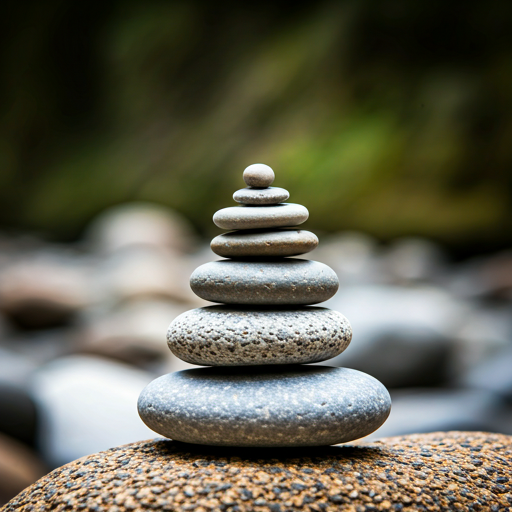 Balanced stones in a serene natural setting